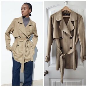 $129 Short Faux Suede Trench Coat from Zara XL